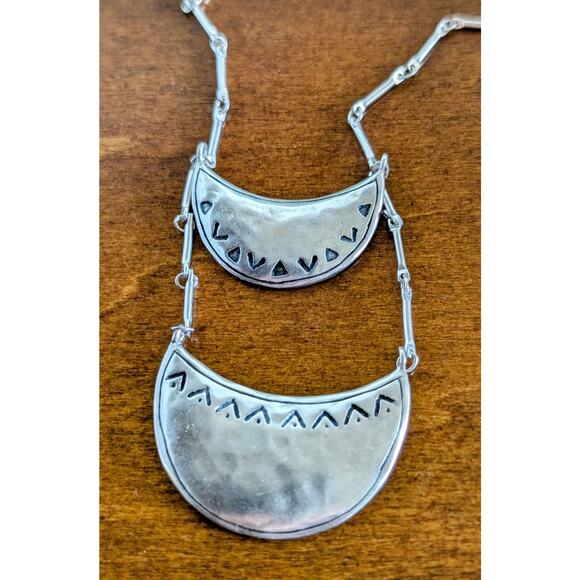 SILPADA Sterling Silver Half Moon Celestial Chic Pendant Long Bar Link Necklace - Picture 7 of 7